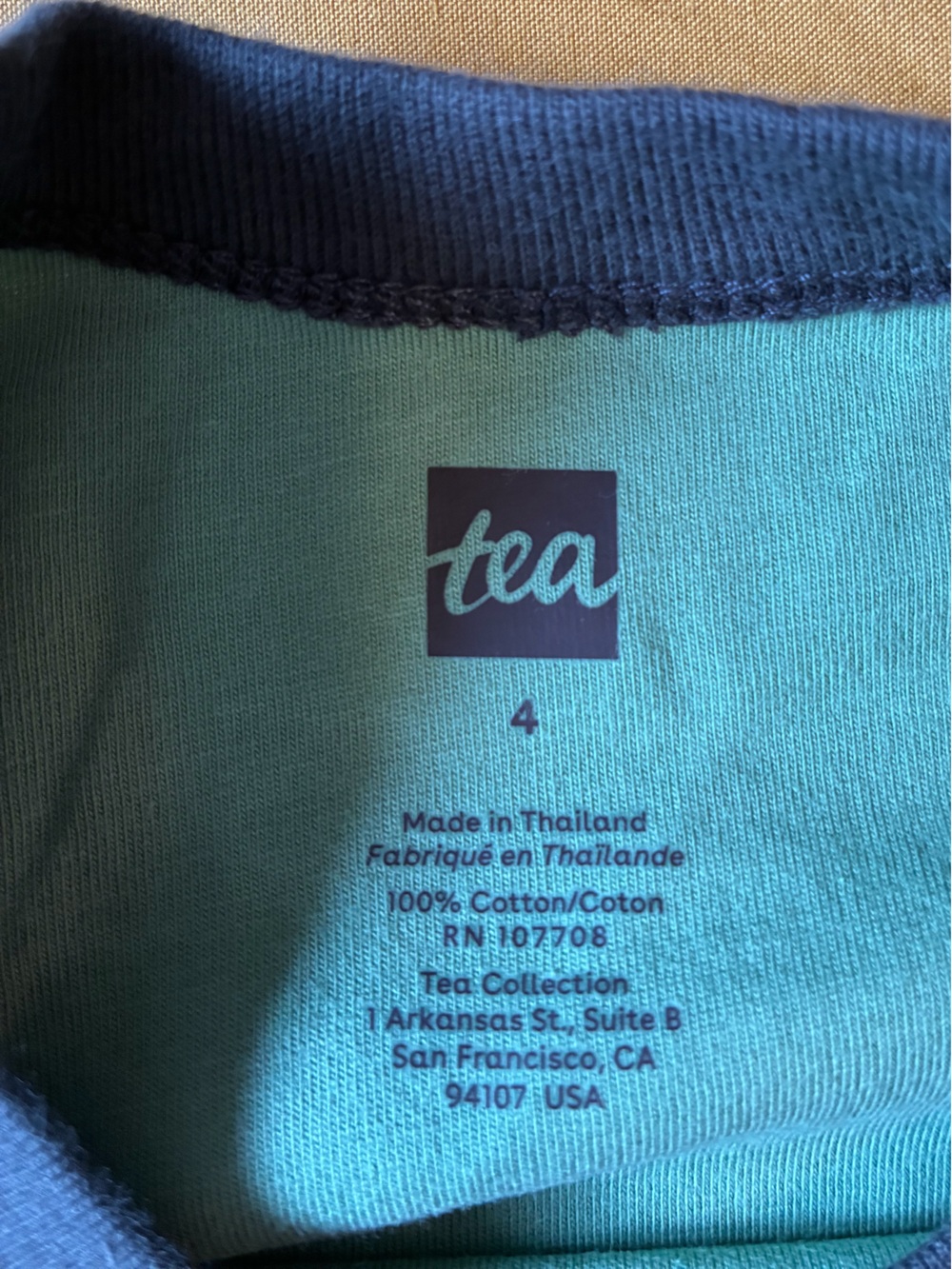 🌿 Tea Collection Color Block Raglan Top | Size 4T | Thyme | NIP - Picture 4 of 4